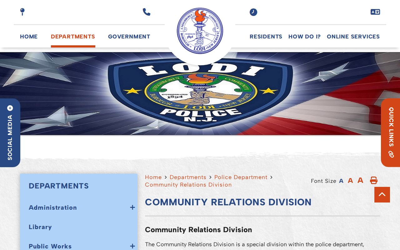 Lodi Community Relations Division page for civic programs