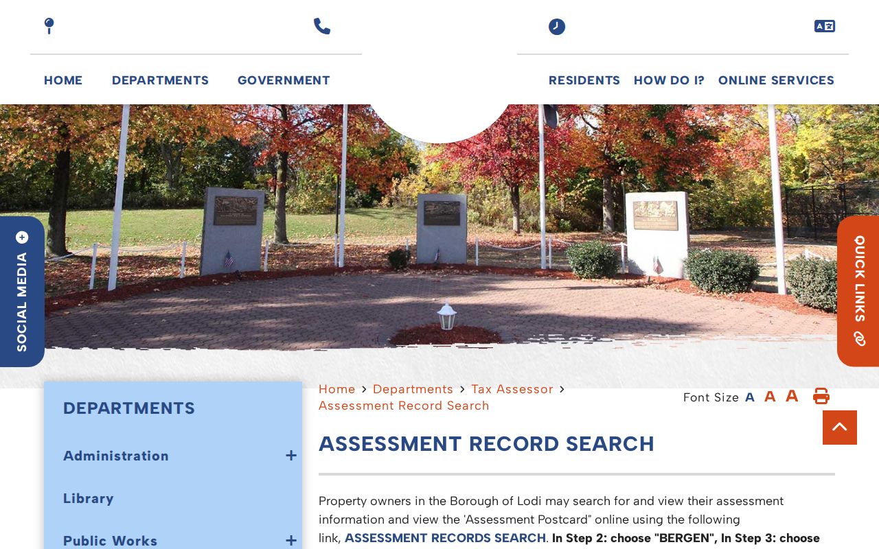 Lodi street directory assessment record search guidance