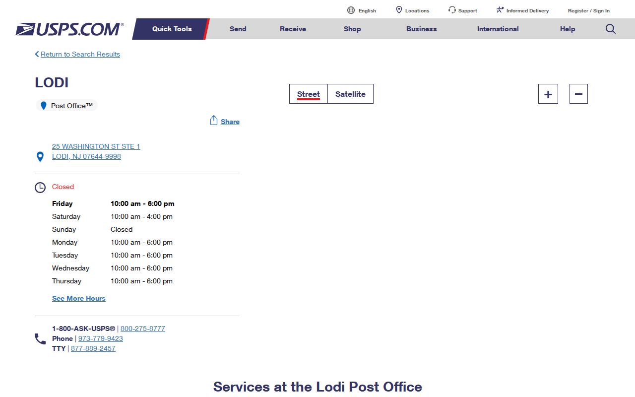 USPS Lodi Post Office location details for postal routing 07644